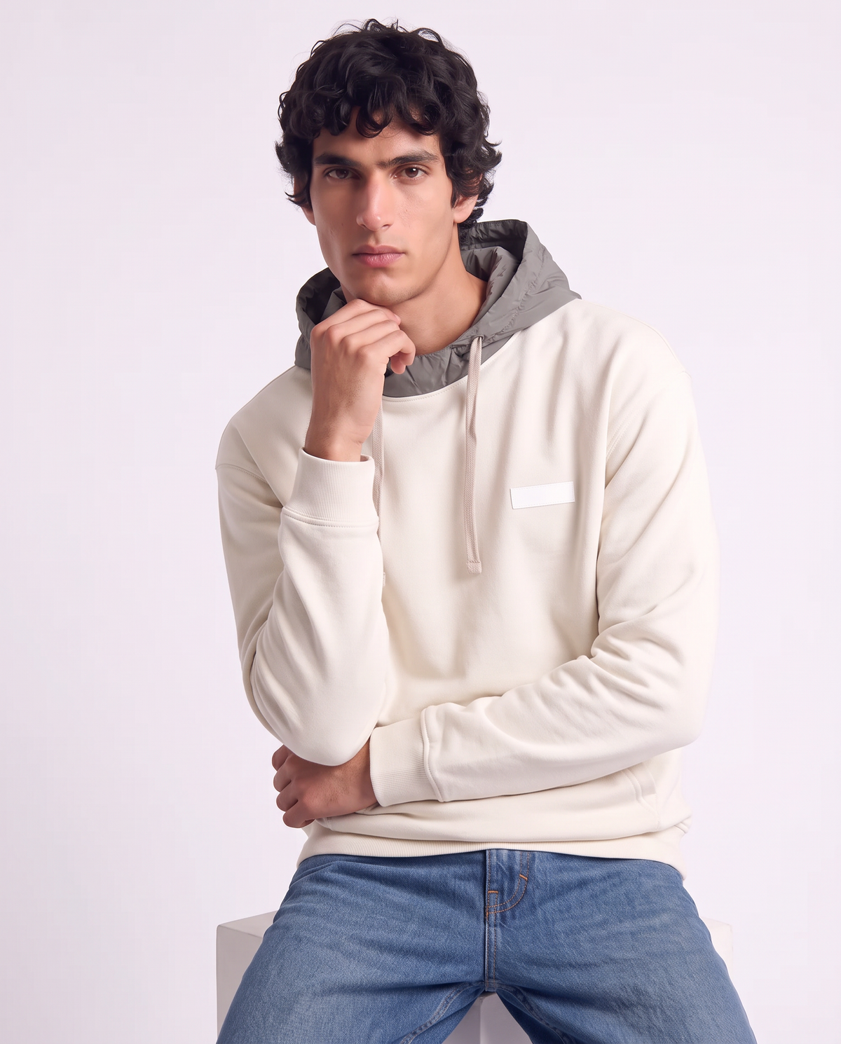 Nylon and Cotton Hooded Sweatshirt - Grey