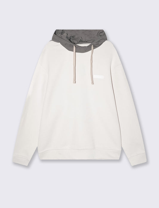 Felpa con cappuccio in nylon e cotone - Grigio ghiaccio