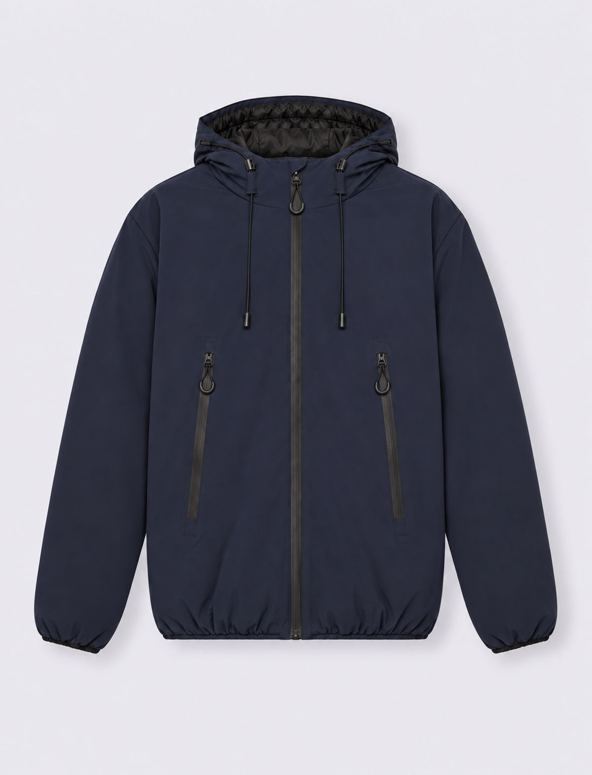 Windproof Jacket with Padded Hood - Blue