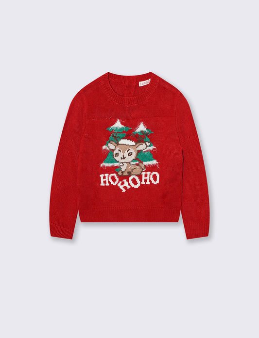 Warm Sweater with Christmas Style - Red
