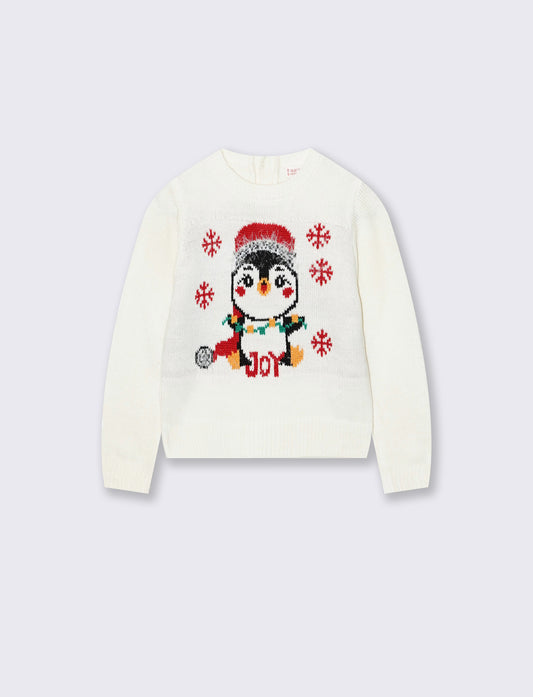 Warm Sweater with Christmas Style - White