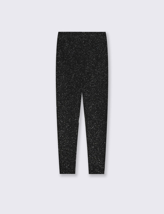 Leggings lunghi brillantinati e caldi - Nero