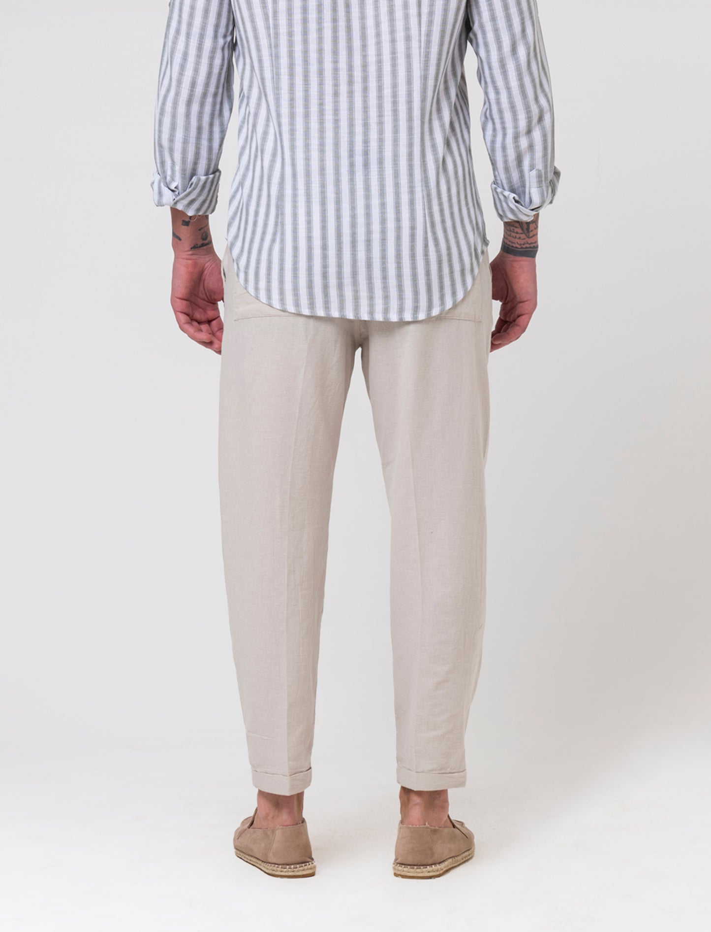 Pantaloni jogger in tessuto misto lino da uomo - Grigio ghiaccio
