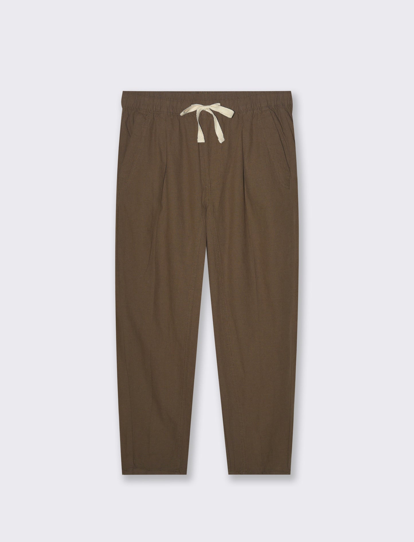 Pantaloni jogger in tessuto misto lino da uomo - Verde kaki