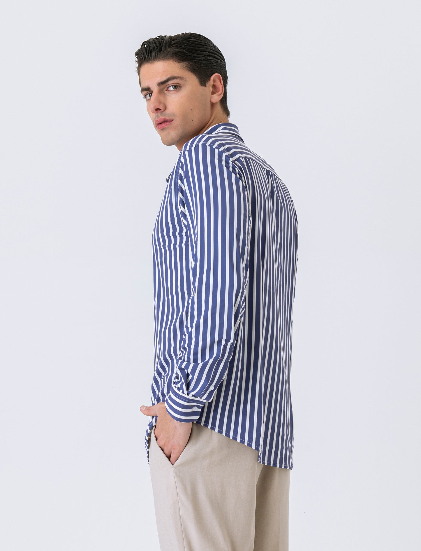 Camicia a righe soft touch regular fit da uomo - Blu