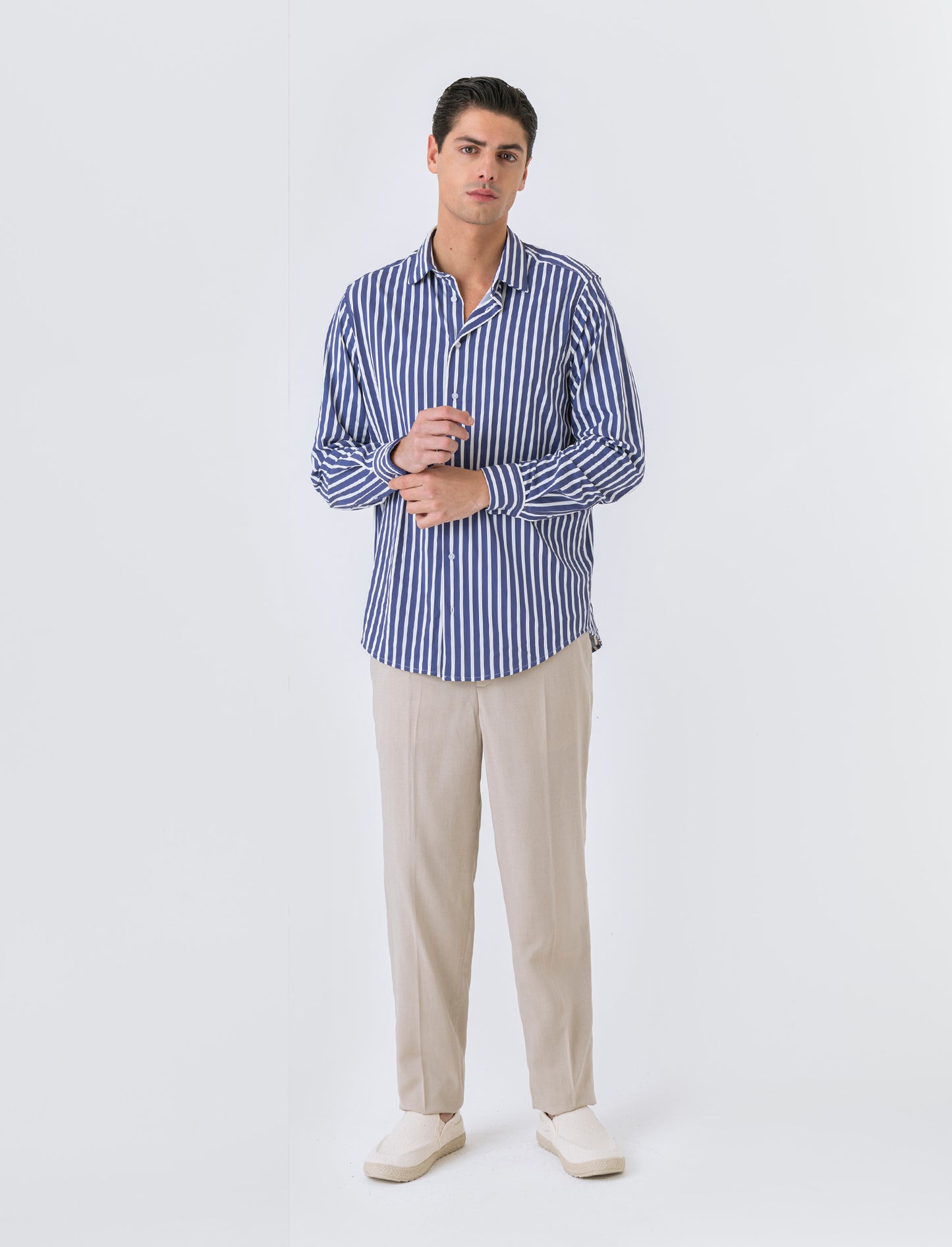 Camicia a righe soft touch regular fit da uomo - Blu