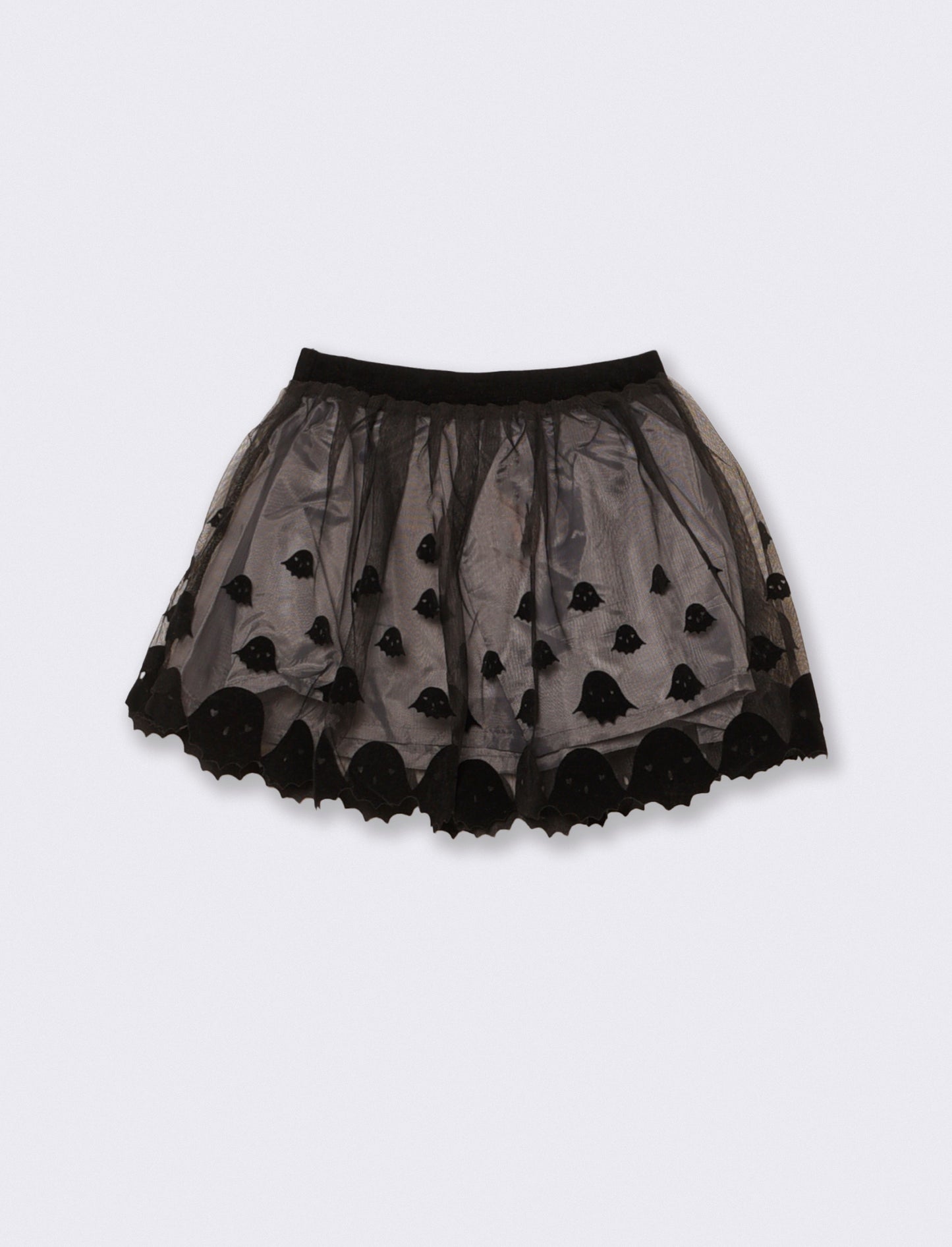 Gonna in tulle stile Halloween con stampa - Nero