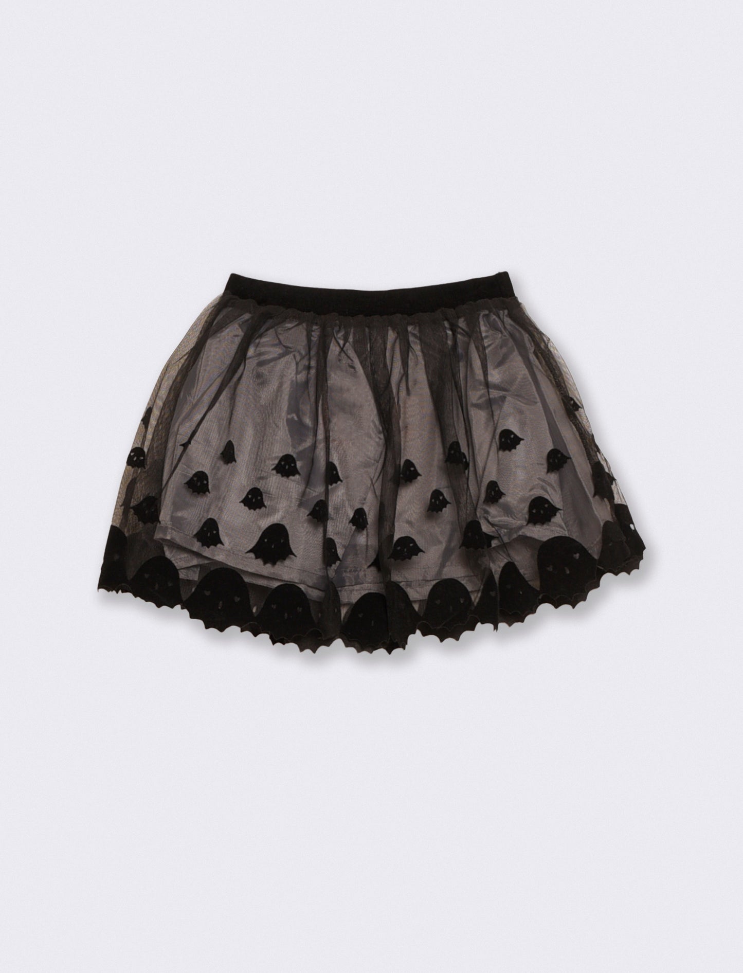 Gonna in tulle stile Halloween con stampa - Nero