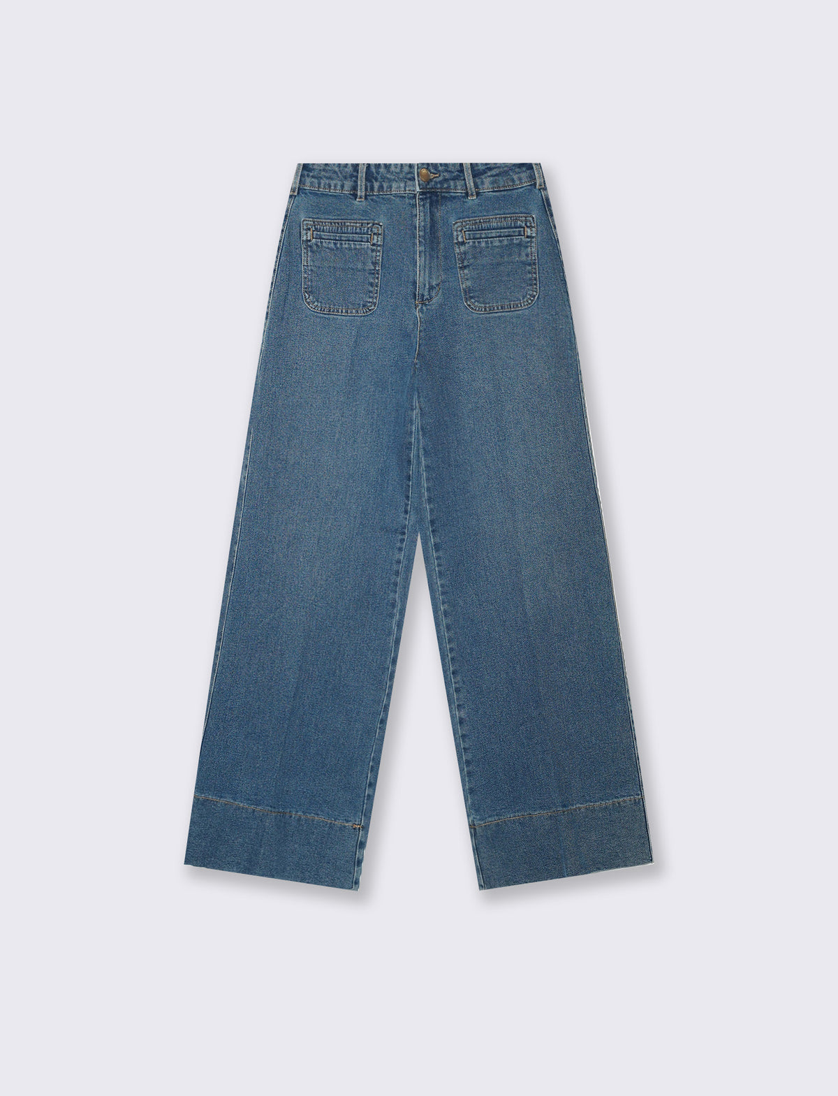 JEANS GAMBA ALTA E VITA LARGA - Denim