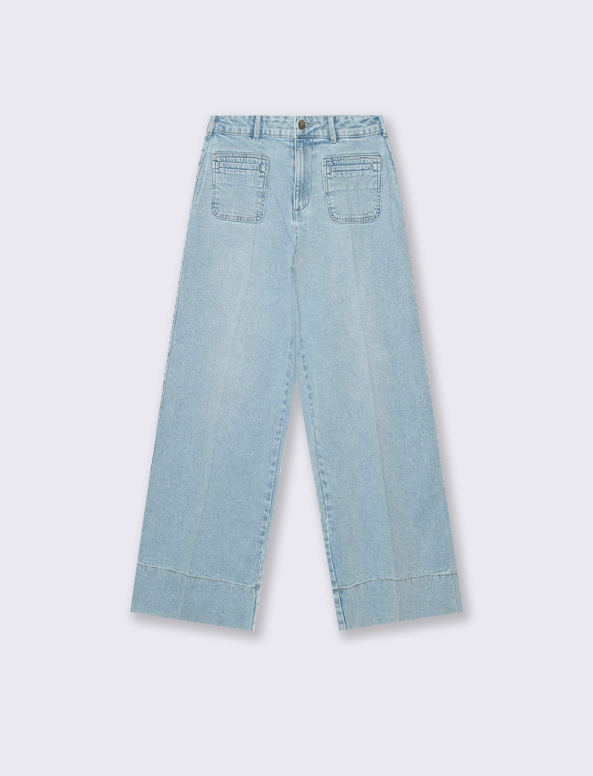 JEANS GAMBA ALTA E VITA LARGA - Denim chiaro