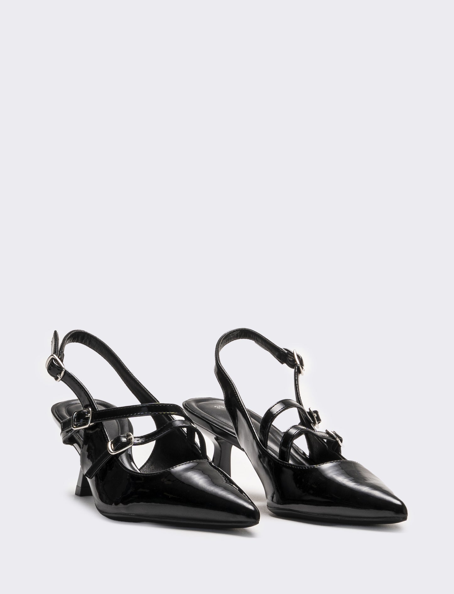 Slingback con fibbie sul davanti - Nero