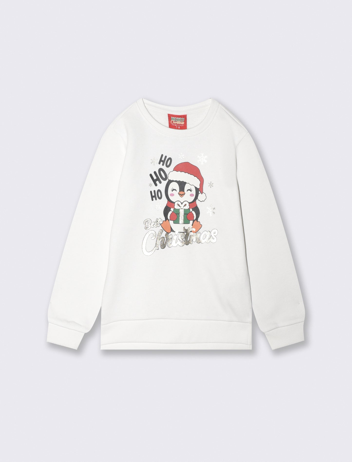 Christmas crew neck long sleeve sweatshirt - White