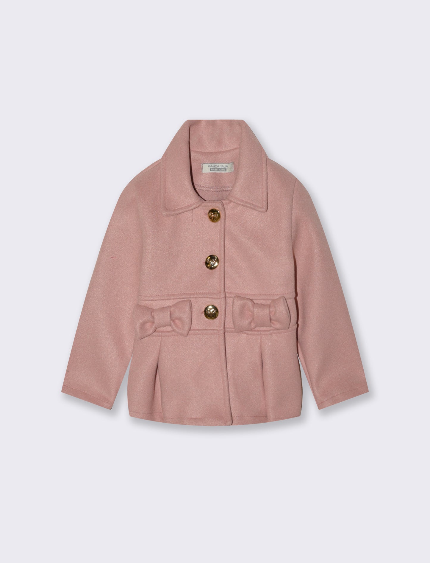 Cappotto in panno con fiocchi decorativi. - Rosa