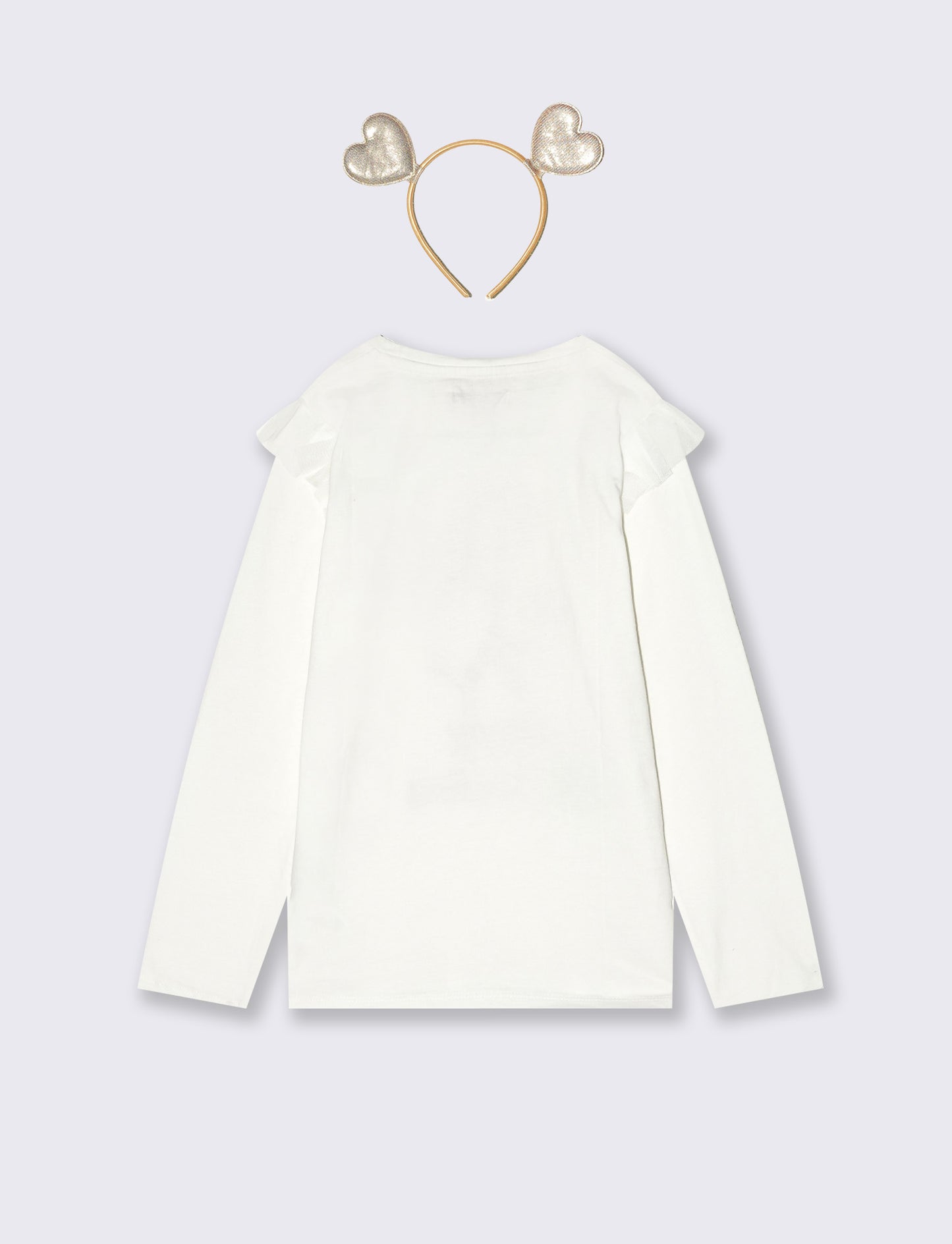 T-shirt lunga natalizia con tulle e strass - Bianco latte