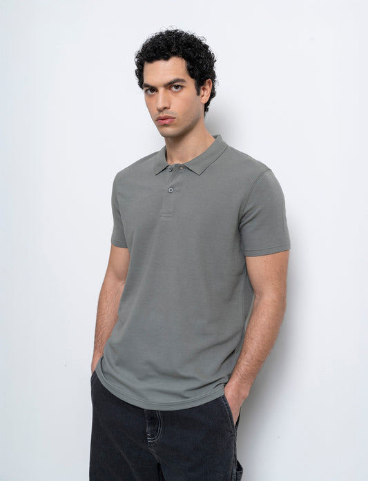 Man's ottoman fabric polo shirt - Green