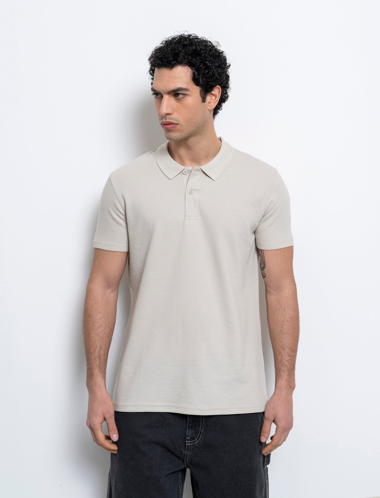 Polo in tessuto struttura ottoman da uomo - Grigio ghiaccio