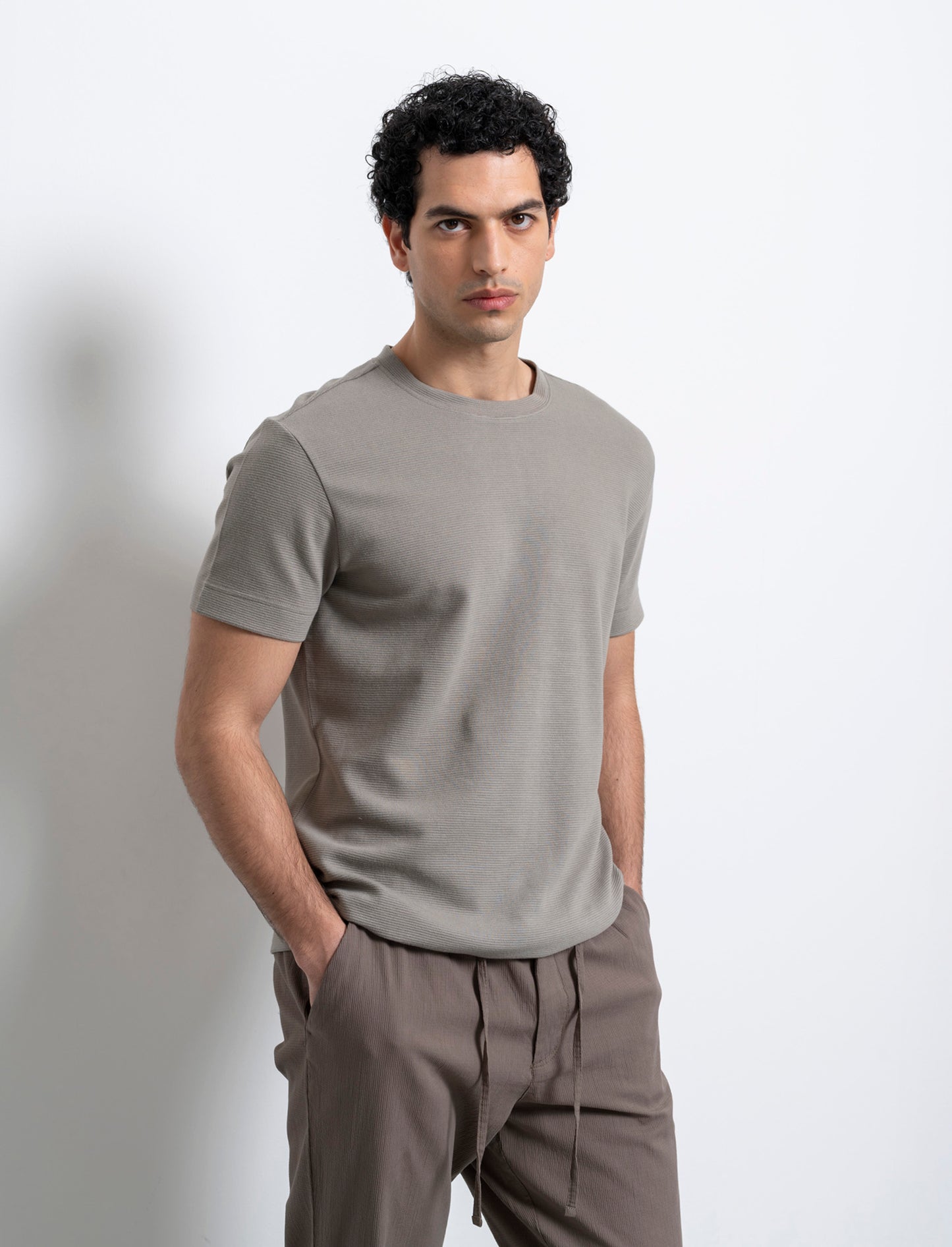 T-shirt struttura ottoman da uomo - Grigio