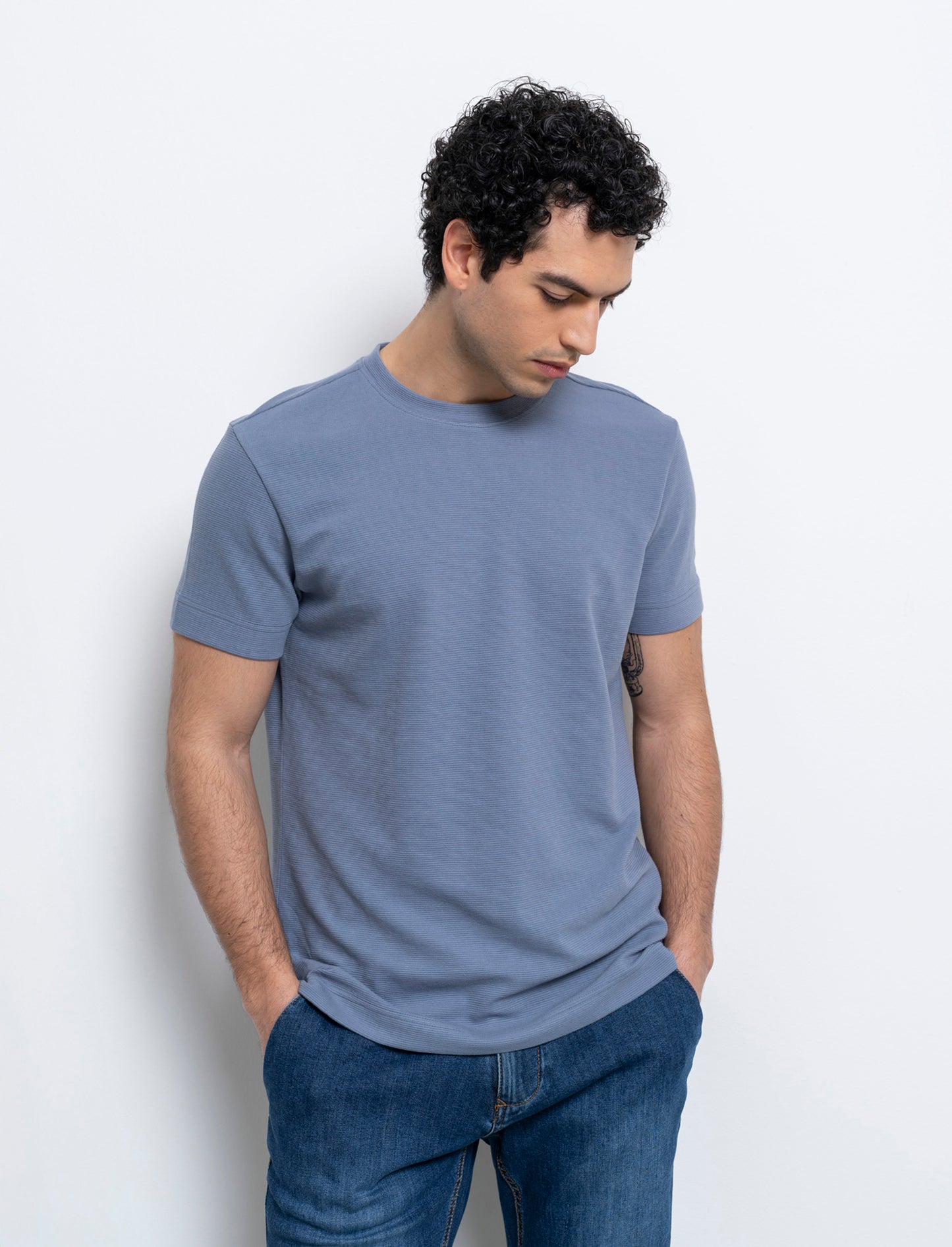 T-shirt struttura ottoman da uomo - CARTA DA ZUCCHERO