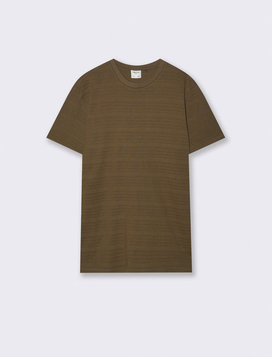 T-shirt girocollo jacquard righe - Verde kaki