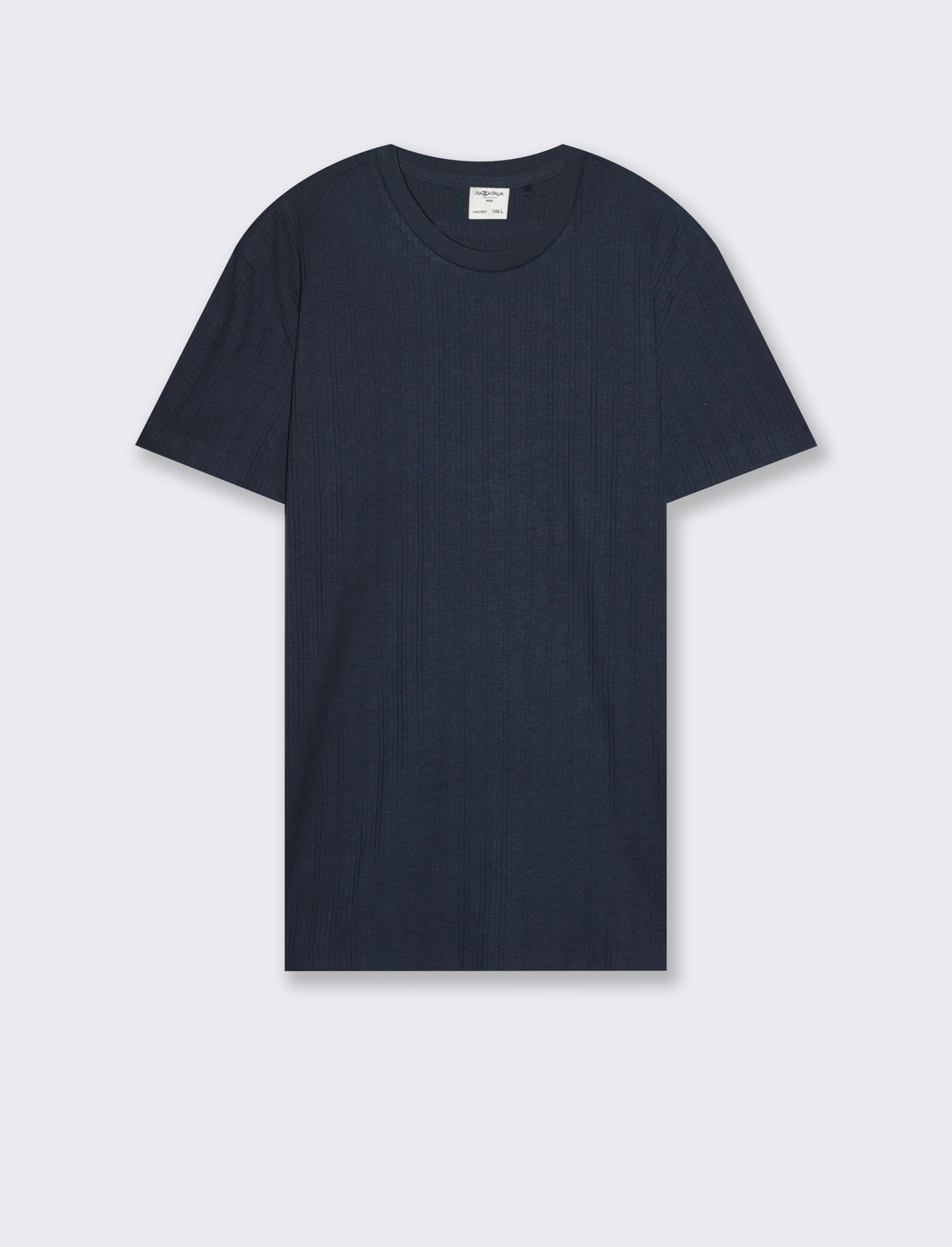 T-shirt a coste effetto maglia da uomo - Blu