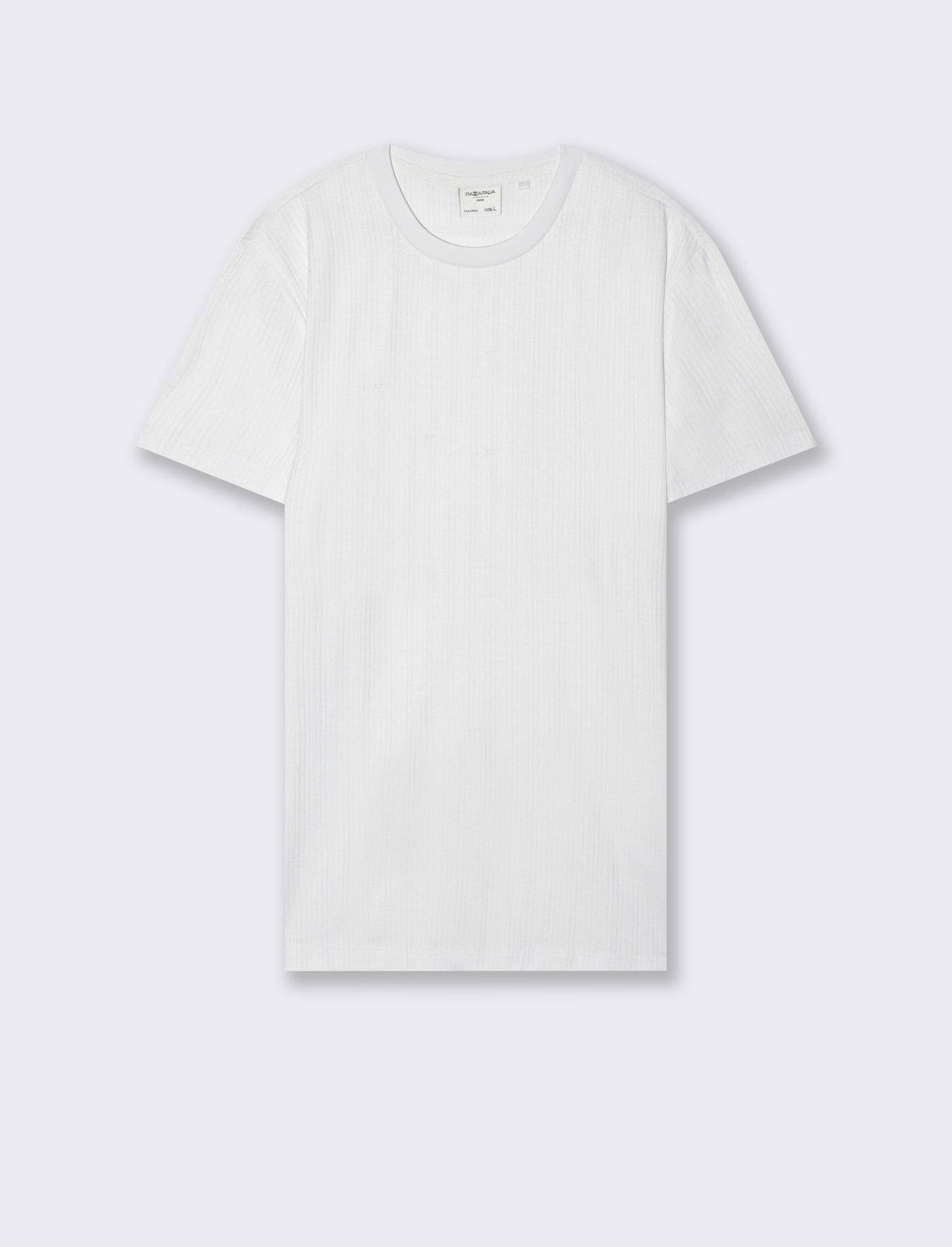 T-shirt a coste effetto maglia da uomo - Bianco