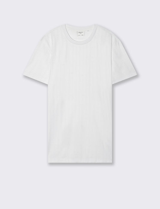T-shirt a coste effetto maglia da uomo - Bianco