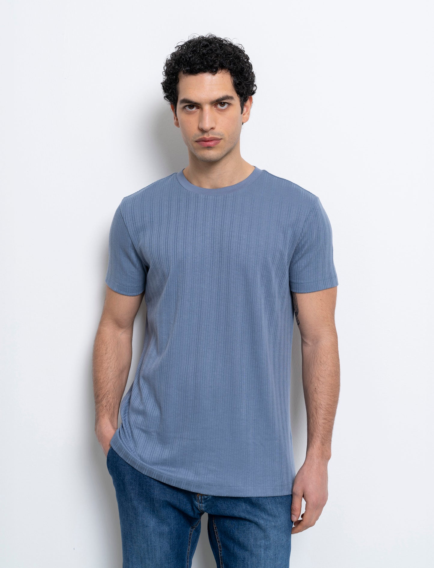 T-shirt a coste effetto maglia da uomo - CARTA DA ZUCCHERO
