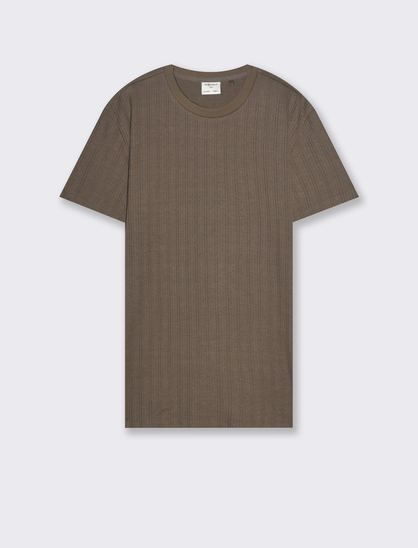T-shirt a coste effetto maglia da uomo - Grigio fango