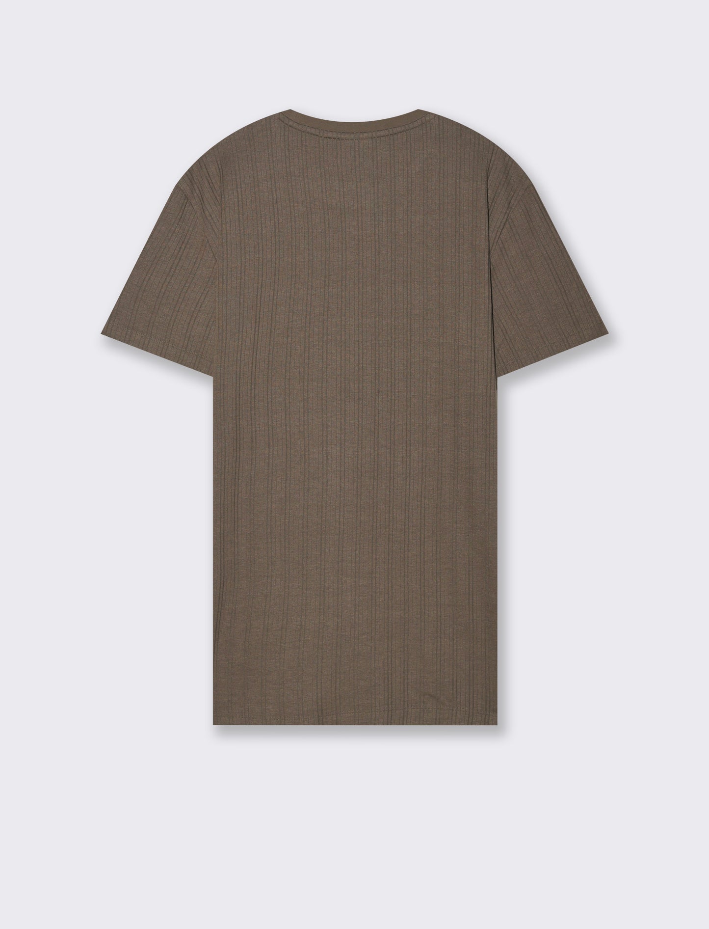 T-shirt a coste effetto maglia da uomo - Grigio fango