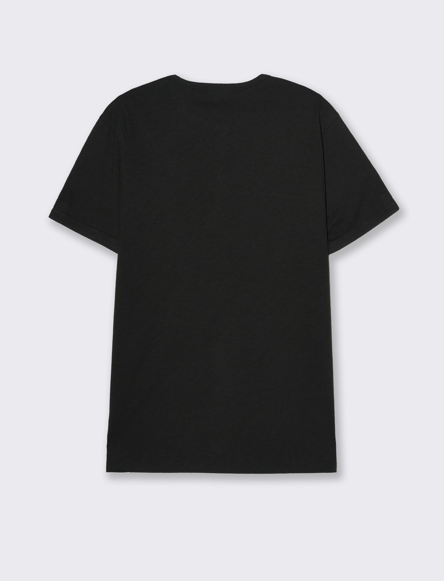 T-shirt in cotone con collo a serafino da uomo - Nero