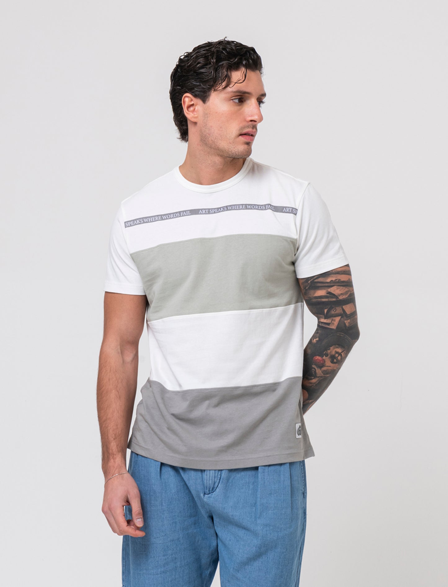 T-shirt a fasce da uomo - Bianco