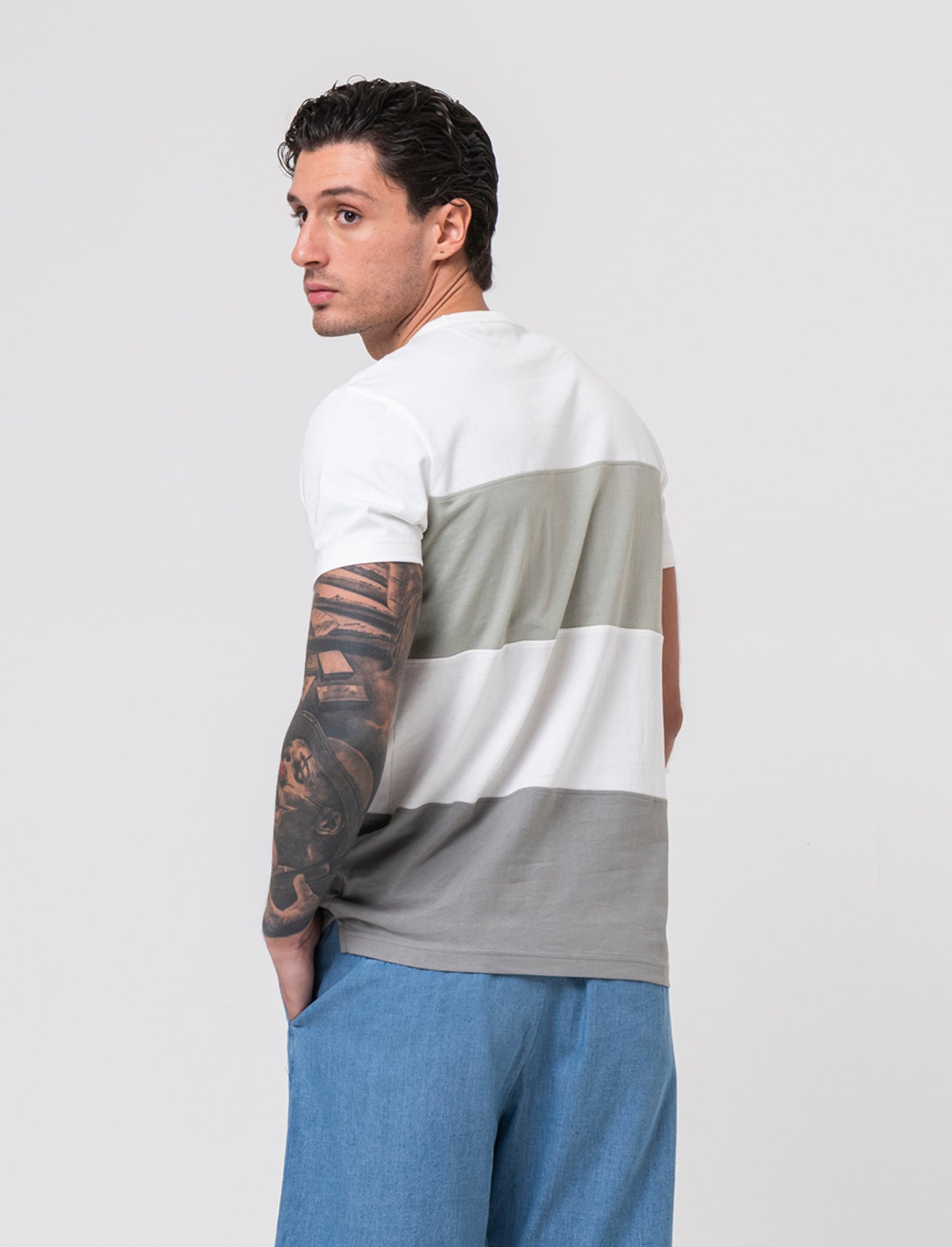 T-shirt a fasce da uomo - Bianco