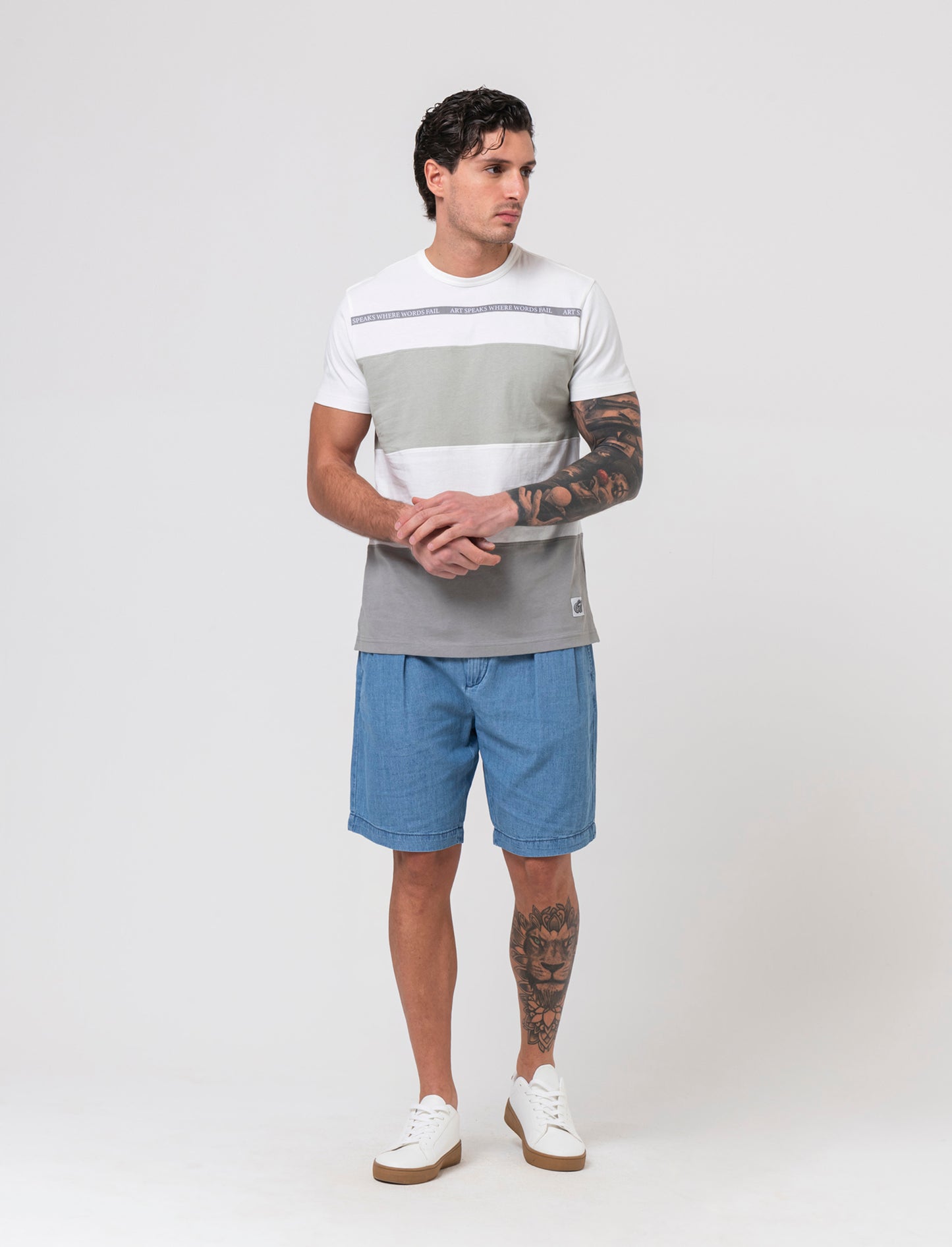 T-shirt a fasce da uomo - Bianco