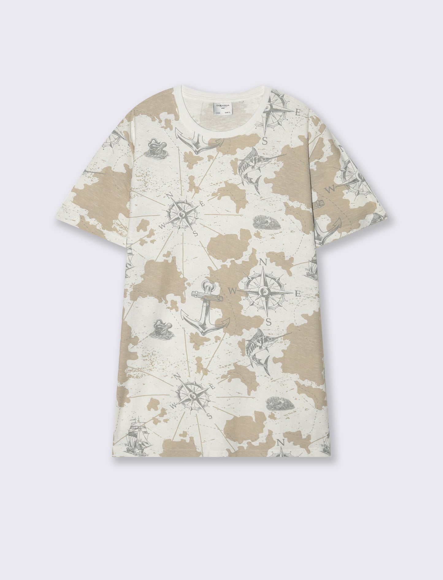 T-shirt in cotone con stampa all over da uomo - Bianco