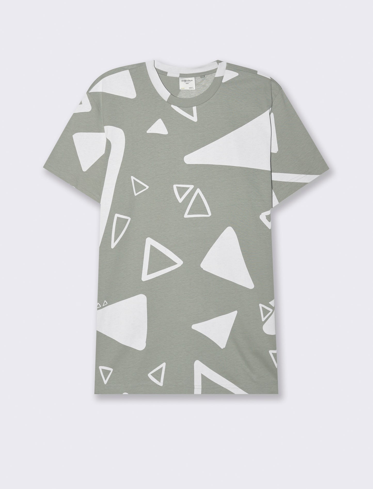 T-shirt in cotone con stampa astratta all over da uomo - Verde