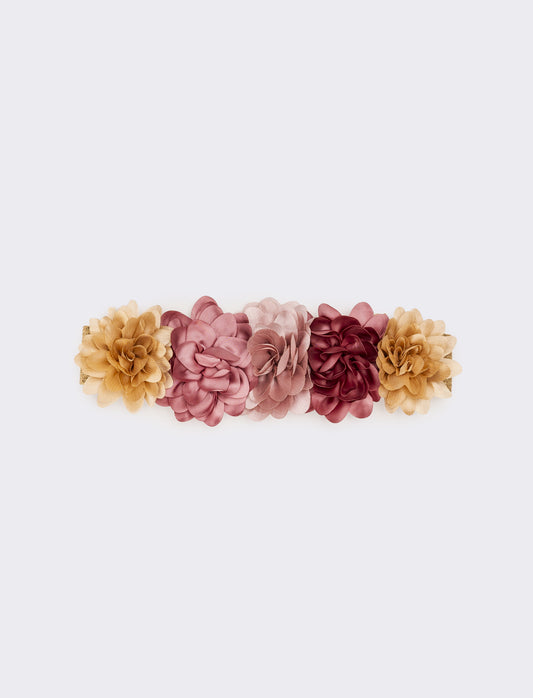 Cintura bambina elastica con fiori - Oro