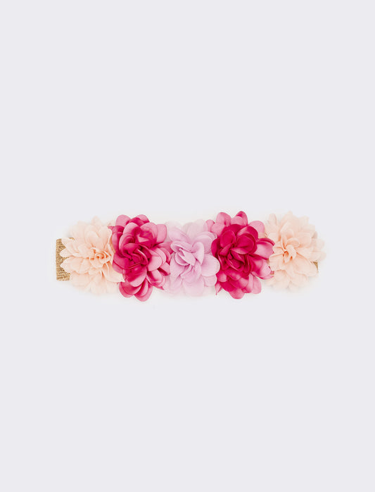 Cintura bambina elastica con fiori - Rosa