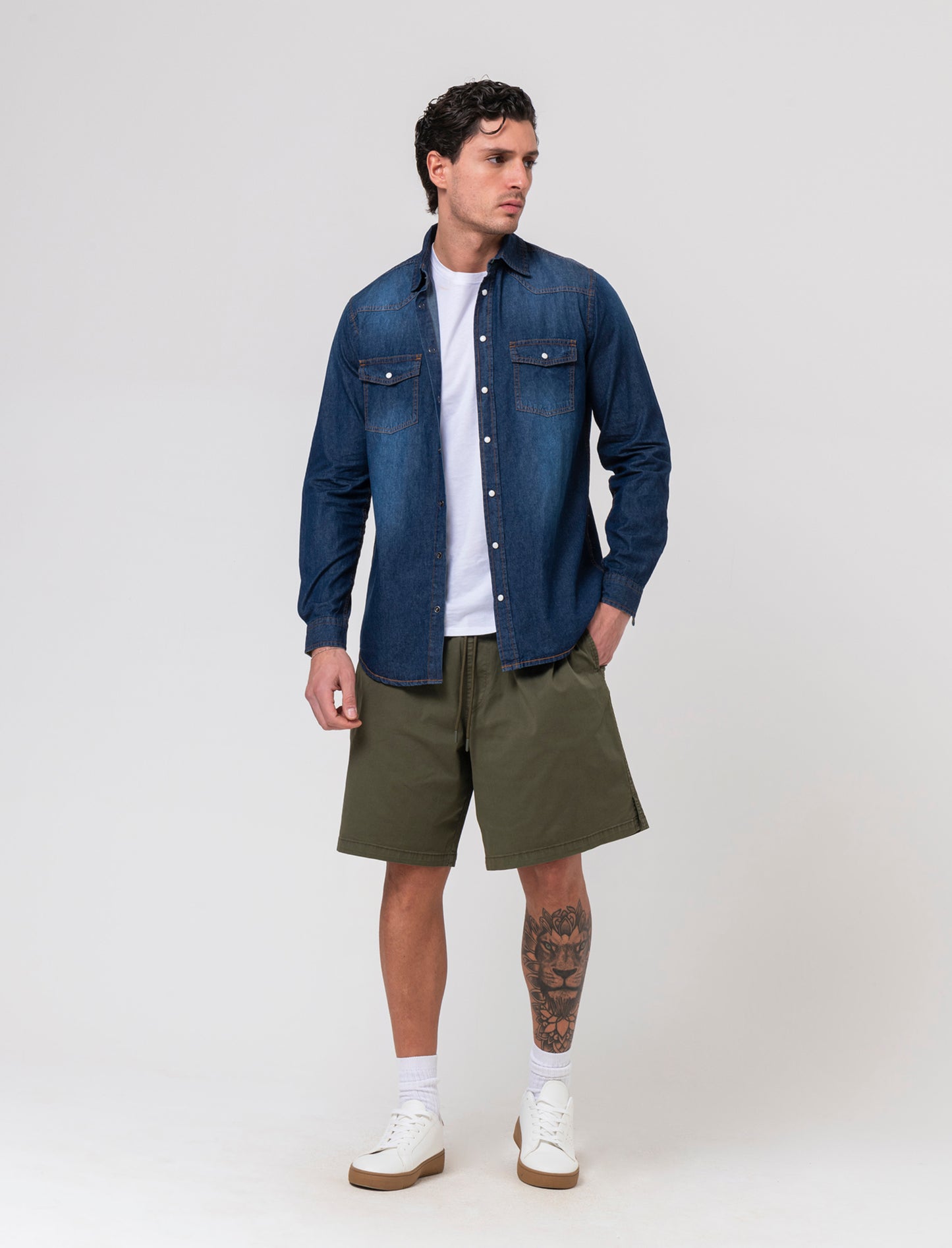 Camicia in denim leggero da uomo - Denim