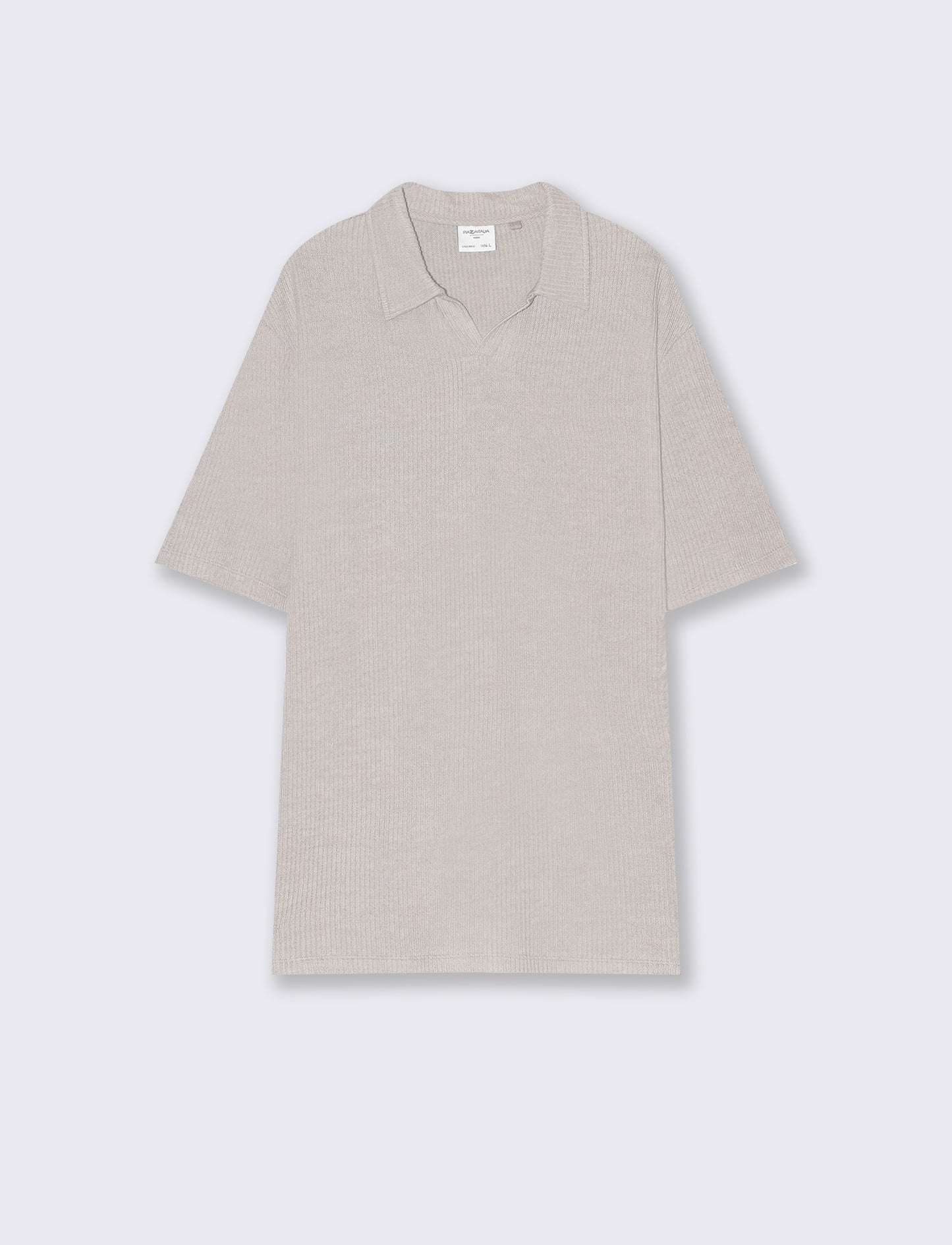 Man's knitted structure polo shirt - Beige