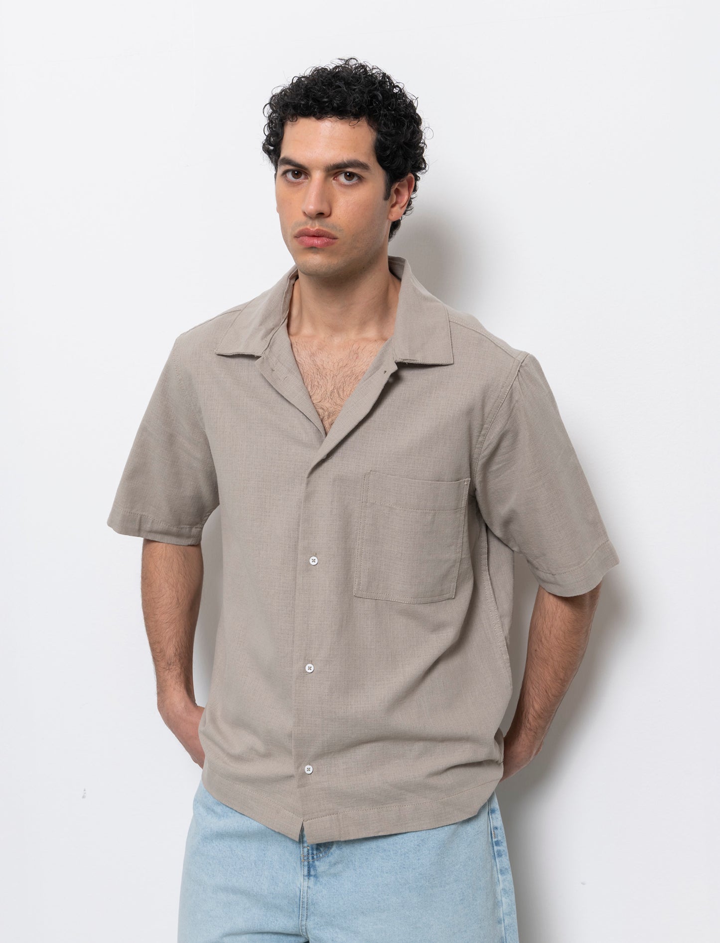 Camicia in tessuto armaturato da uomo - Verde salvia
