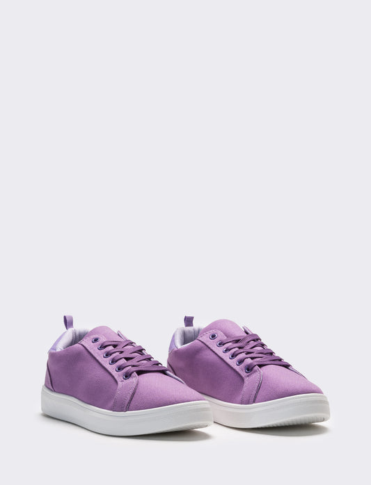 Sneakers da donna in canvas con riporti - Lilla