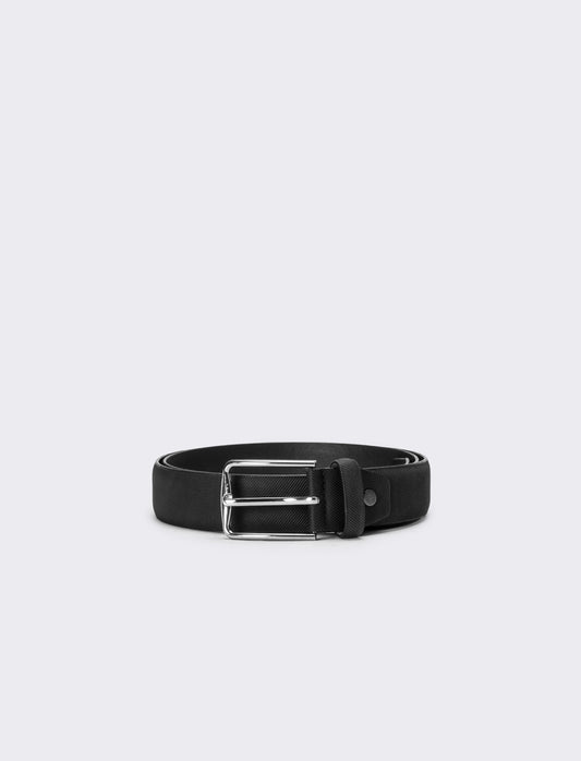 Cintura uomo tessuto mat fibbia cm 3,5 - Nero
