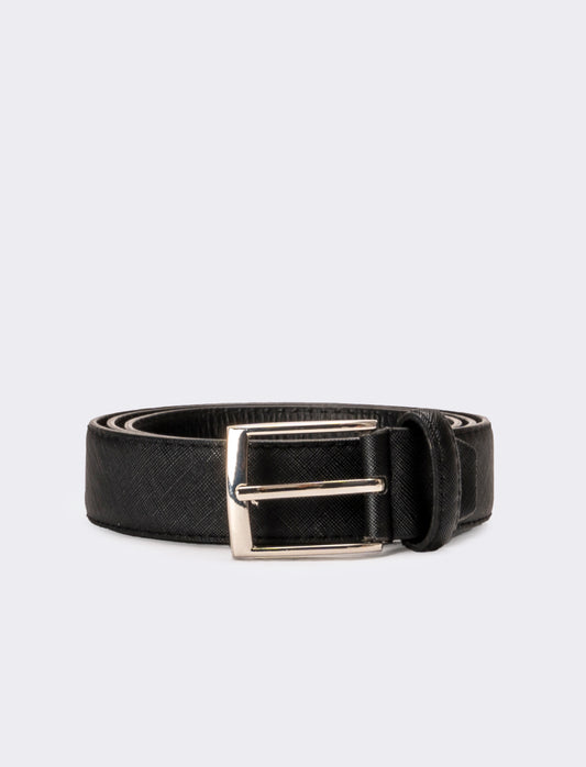 Cintura uomo in saffiano opaco - Nero