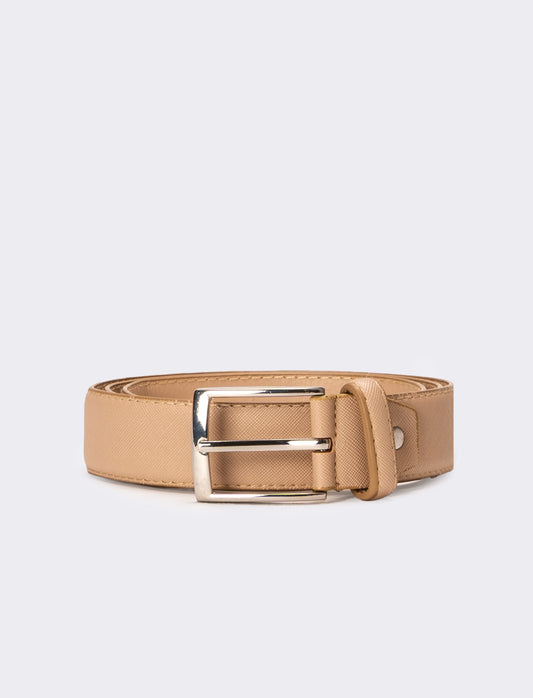 Cintura uomo in saffiano opaco - Beige