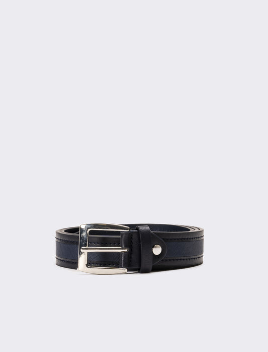 Cintura uomo saffiano e pvc - Blu