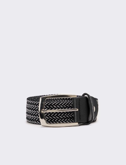 Cintura uomo treccina bicolor - Nero