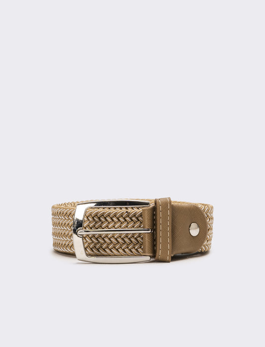 Cintura uomo treccina bicolor - Beige