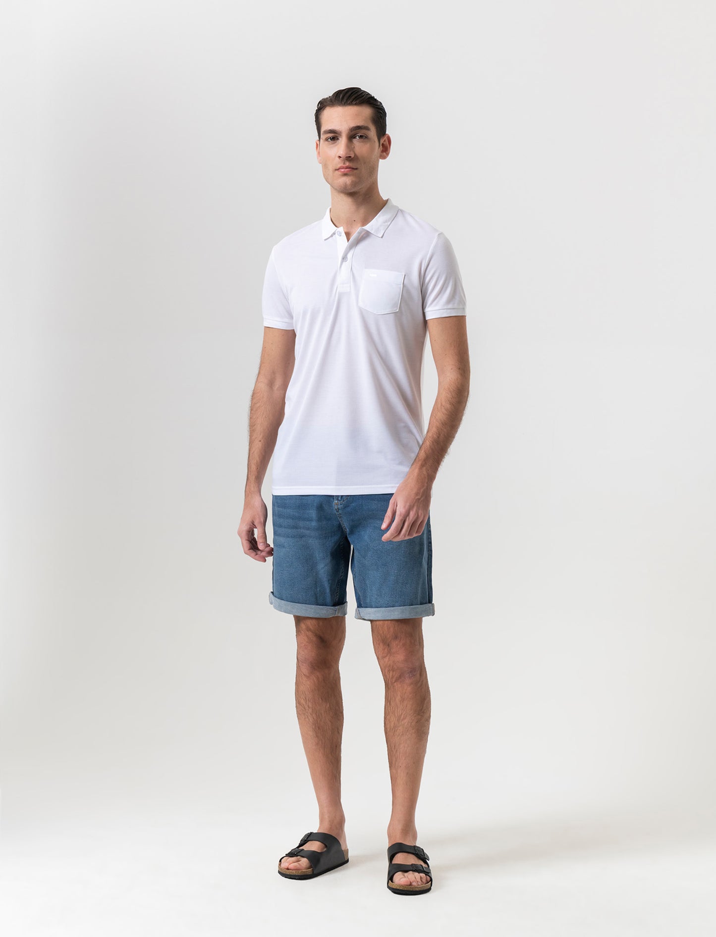 Polo basica con taschino da uomo - Bianco