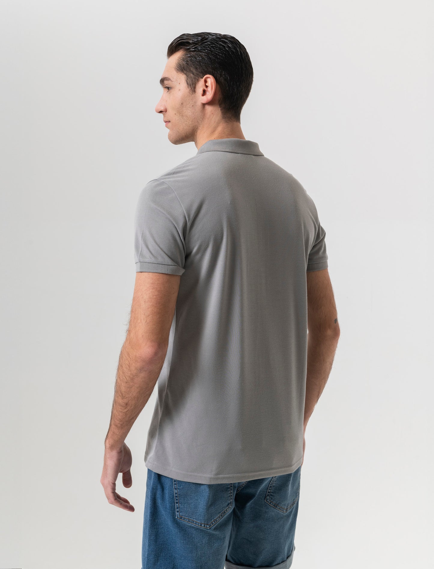 Polo basica con taschino da uomo - Grigio