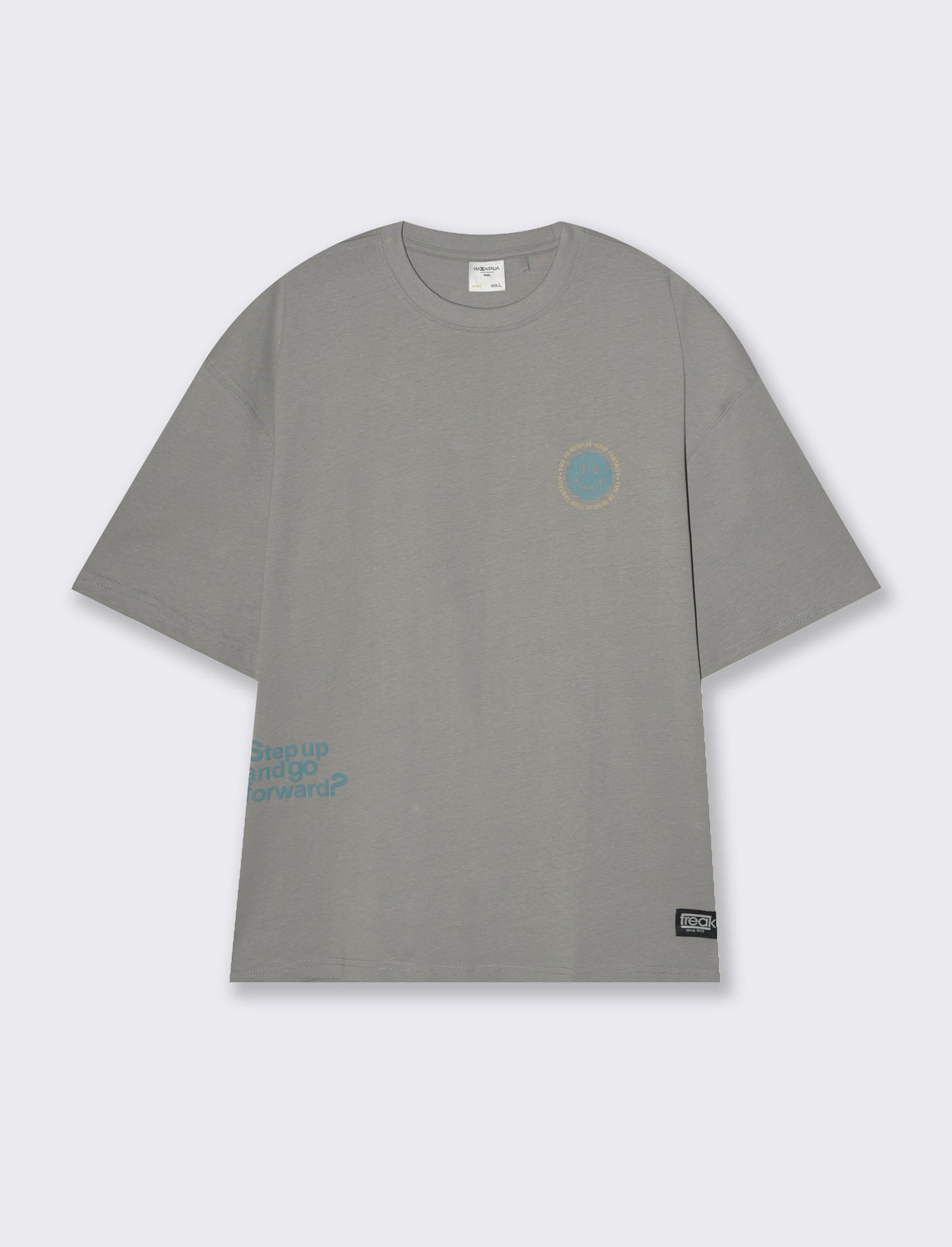 T-shirt boxy fit in cotone con stampe da uomo - Grigio